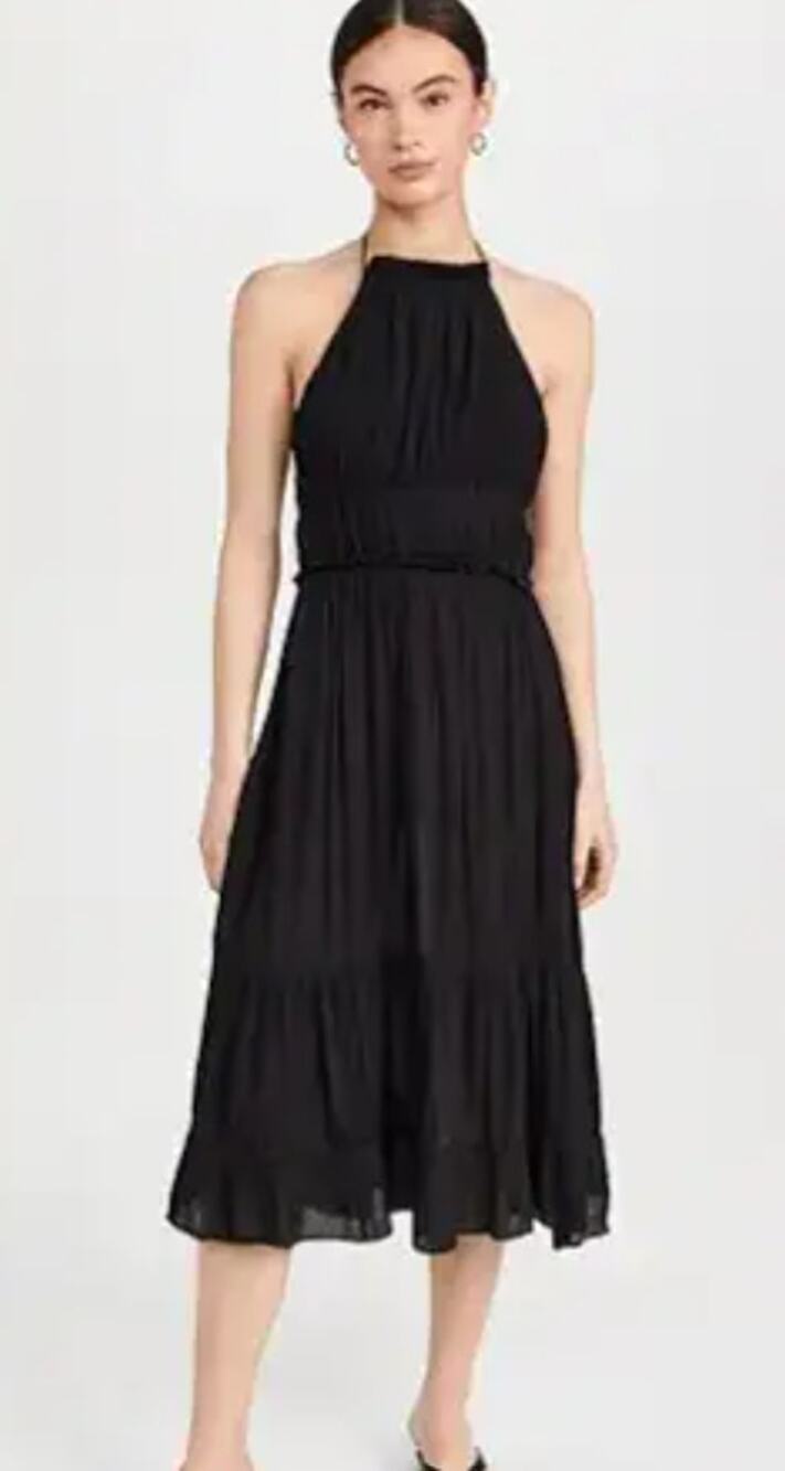 Playa Lucila Halter Neck Midi Dress Black Size XS